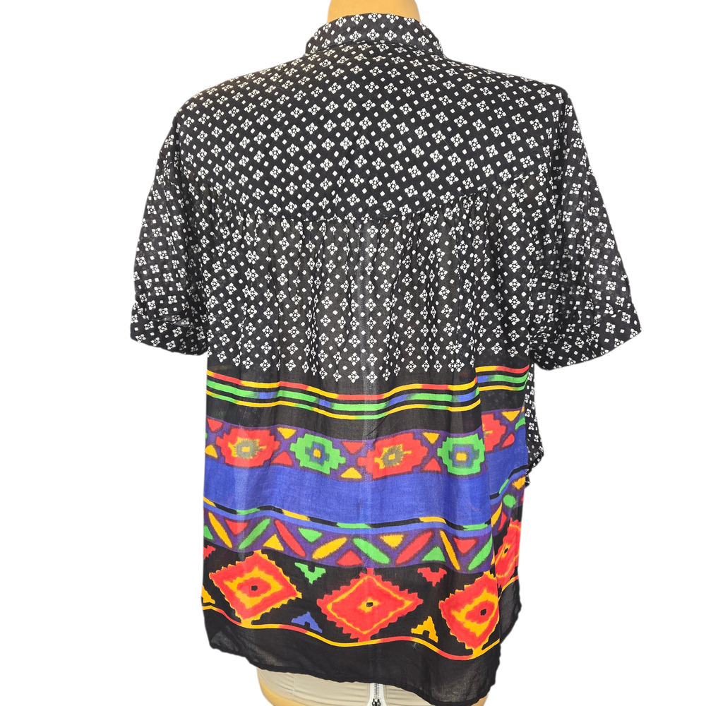 Vintage Platinum Dorothy Schoelen Womens P Black White Geometric Colorful Top - Picture 6 of 11
